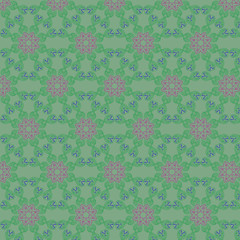 Mandala vector ornament. Green and red colors.