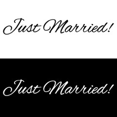 Just married banner on a black and white background