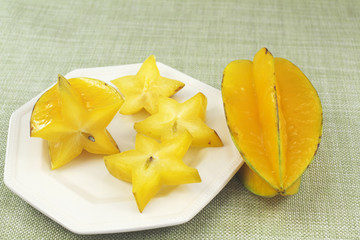 Sliced and Whole Star Fruits