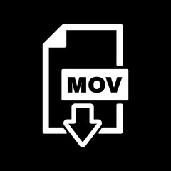 The MOV icon. Video file format symbol. Flat