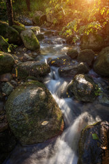 Naklejka na ściany i meble Mountain stream in the rocks in autumn in Monchique. Portugal.