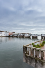 Fototapeta premium View of the Arab Bridge in Tavira. Portugal Algarve.