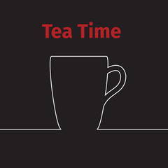Tea time banner on a black background