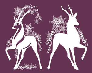 Fototapeta premium deer among snowflakes decor