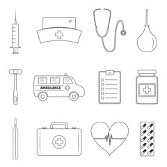 Medical line icons set