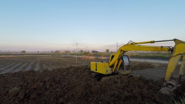 Excavators digging