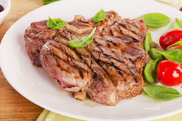 T-bone steak served