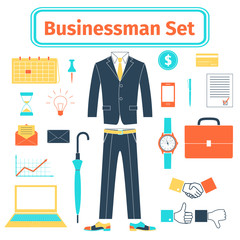 Business-man icons set, vector illustration