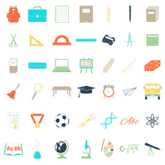 School accessories icons set
