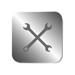 Spanner icon on a steel button