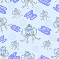 vector seamless pattern . happy new year and merry christmas.