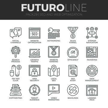 Search Engine Optimization Futuro Line Icons Set