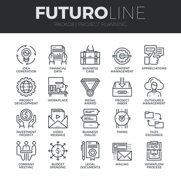 Project Planning Futuro Line Icons Set