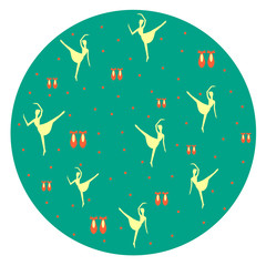 Yellow ballerina on a green background