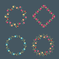 Set of vintage floral elements.
