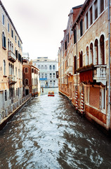 Beautiful view of water street and old buildings in Venice