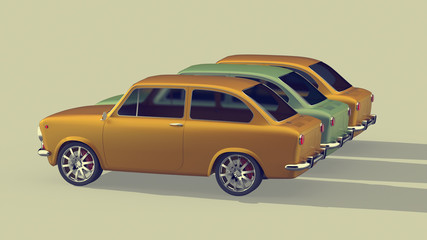 Retro Italian cars / 3d