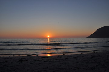 Mitternachtssonne Lofoten Finnbyen Sandstrand