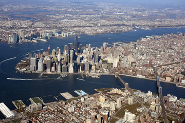 Aerial view of Lower Manhattan, and skyline of New York City