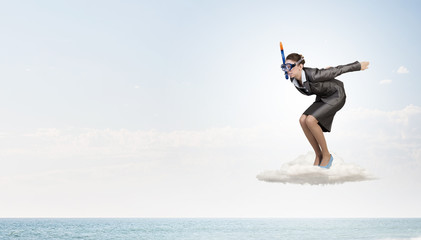 Businesswoman diver. Concept image