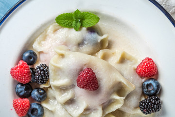 Sweet dumplings with fruits