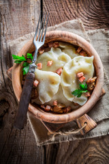 Yummy dumplings with mushrroms