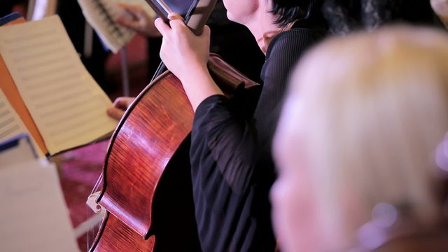 Professional Cellist Playing Classical Music On Cello 