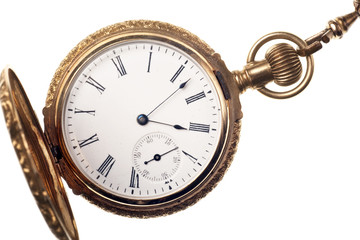 antique pocket watch isolated on white background