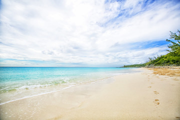 The view of a beach  on uninhabited island Half Moon Cay (The Ba