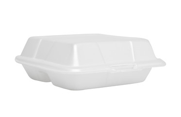 Styrofoam box on white background