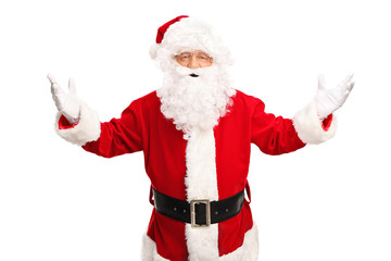Santa Claus gesturing with his hands