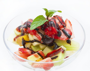 fruit salad with fresh fruit on a white background