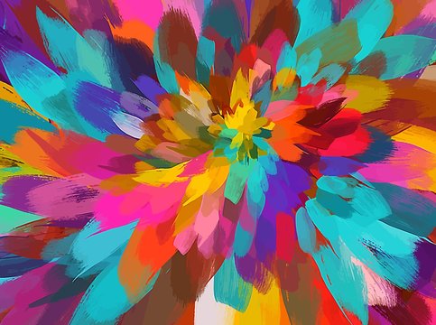 Colorful Flower Brush Strokes Background. Vector Version