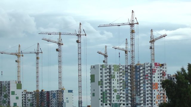 construction houses and cranes