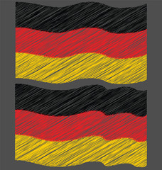 Waving Hand Draw Sketch Flag of German