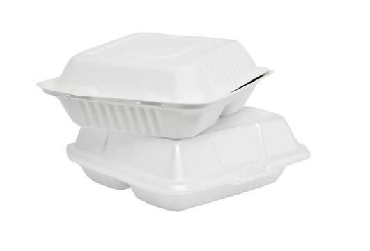 Styrofoam box on white background