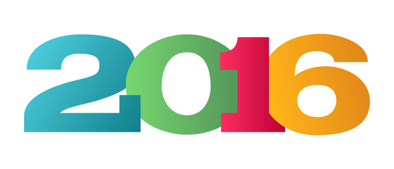 Happy New Year 2016 colorful symbol.