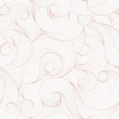 Seamless brown abstract hand-drawn pattern, waves background.