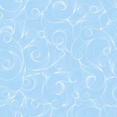 Doodle seamless blue background.