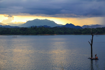 Fototapeta na wymiar Vajiralongkorn dam at Khao Laem National Park in Kanchanaburi Province,Thailand.
