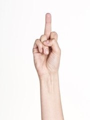 Woman hand signal