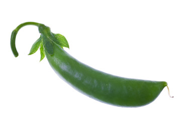 green pea pod isolated on white background