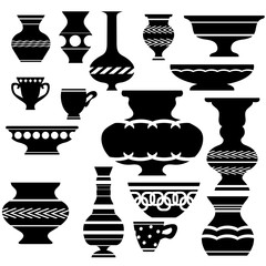 Vector Set of Vases Silhouettes