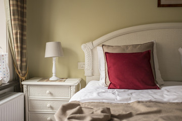 white and red bedroom