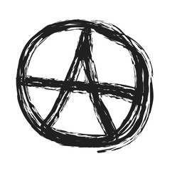 anarchy symbol drawing, punk - obrazy, fototapety, plakaty
