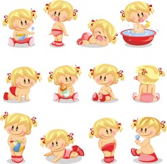 Vector illustration of baby girls