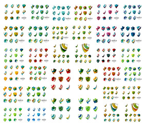 Mega set of protection shield logo concepts. Color flowing wave design icons on white