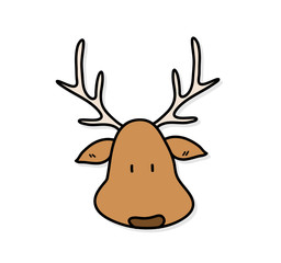 Reindeer, a hand drawn vector illustration of a reindeer head.