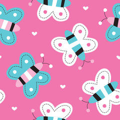 seamless pink butterfly pattern vector illustration