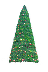 Christmas tree with colorful ornaments, isolated on white